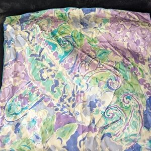 Ralph Lauren Silk scarf.  17.5"w x 20" L     Green/Blue Floral
